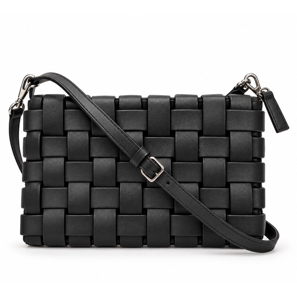 Anthropologie Woven Vegan Leather Crossbody